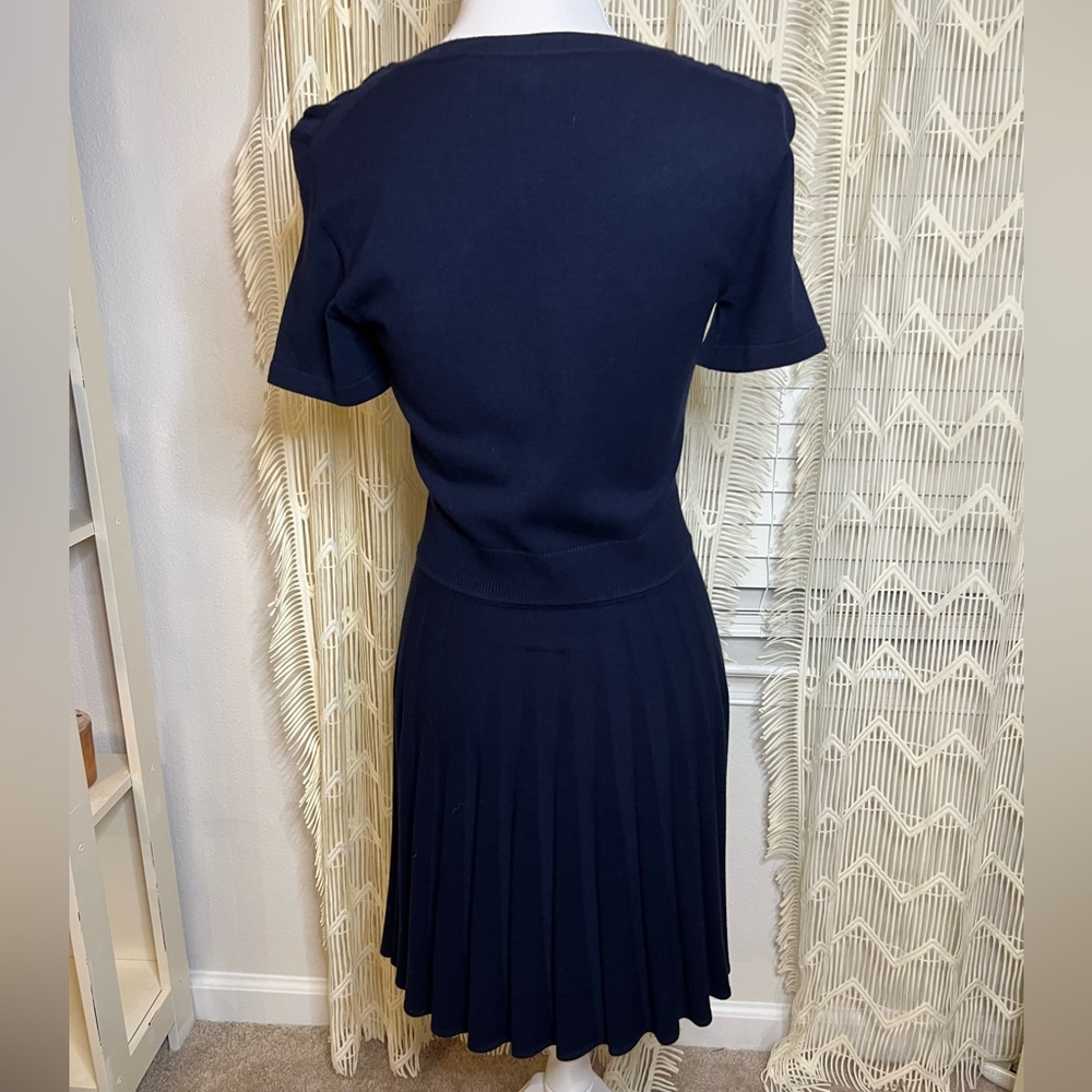 NWT Draper James Navy Nassau Blue Crew Neck A-Line Sweater Dress Small New - Picture 8 of 12